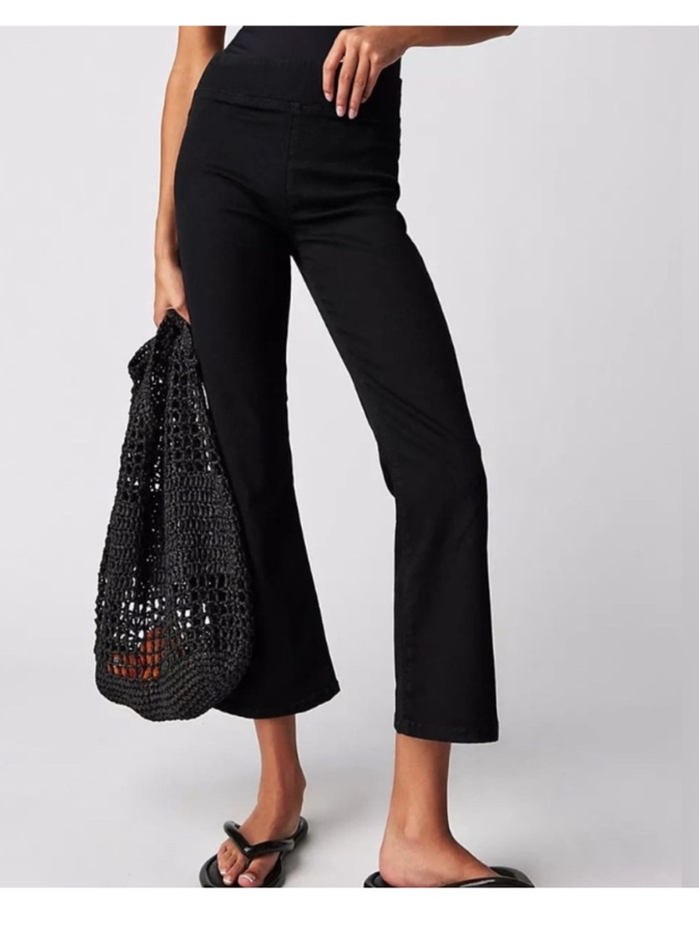 Free People Black Cropped Flare Jeans